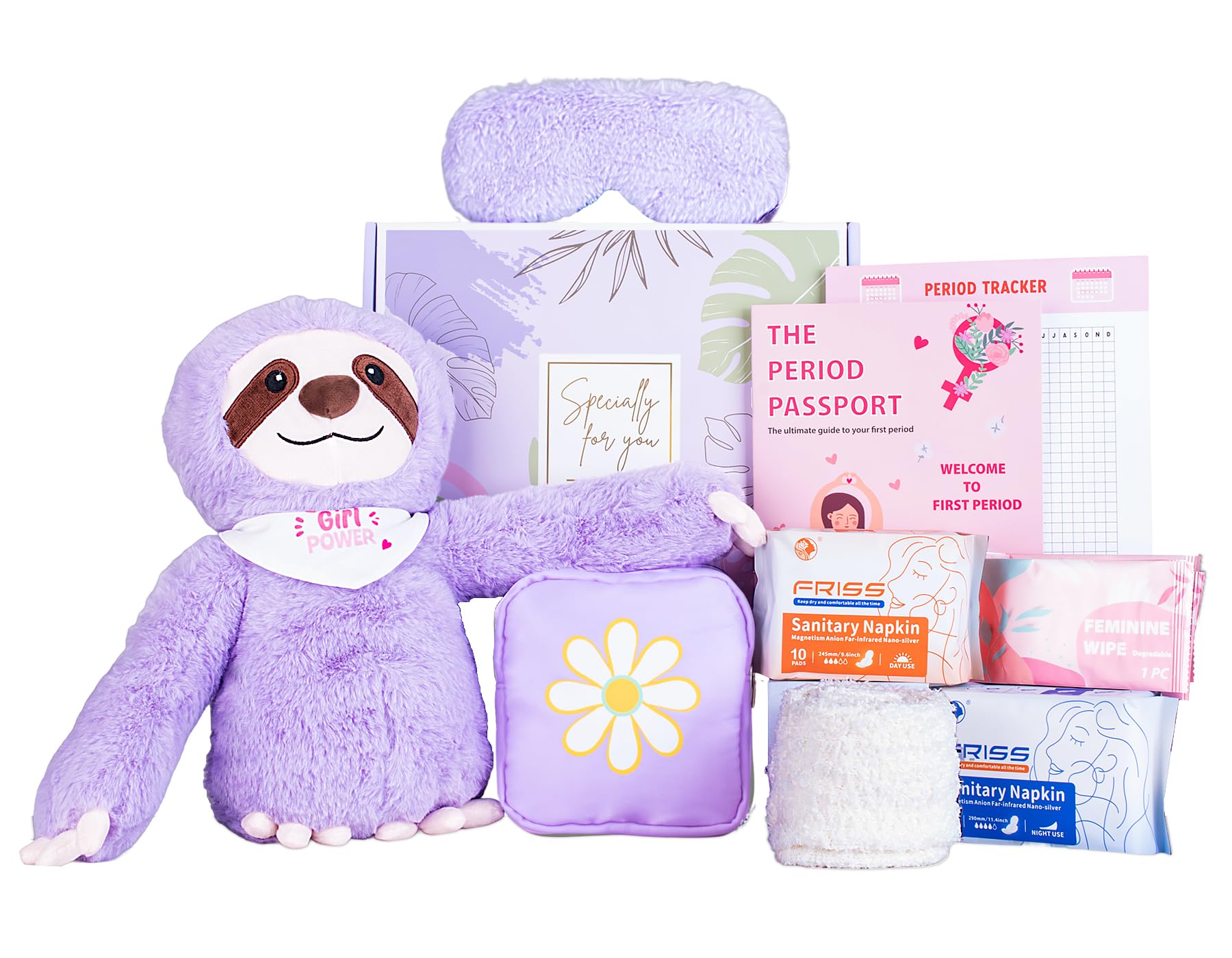 JAJOAGIA first period kit for girls with a purple bag, designed for school daily use.