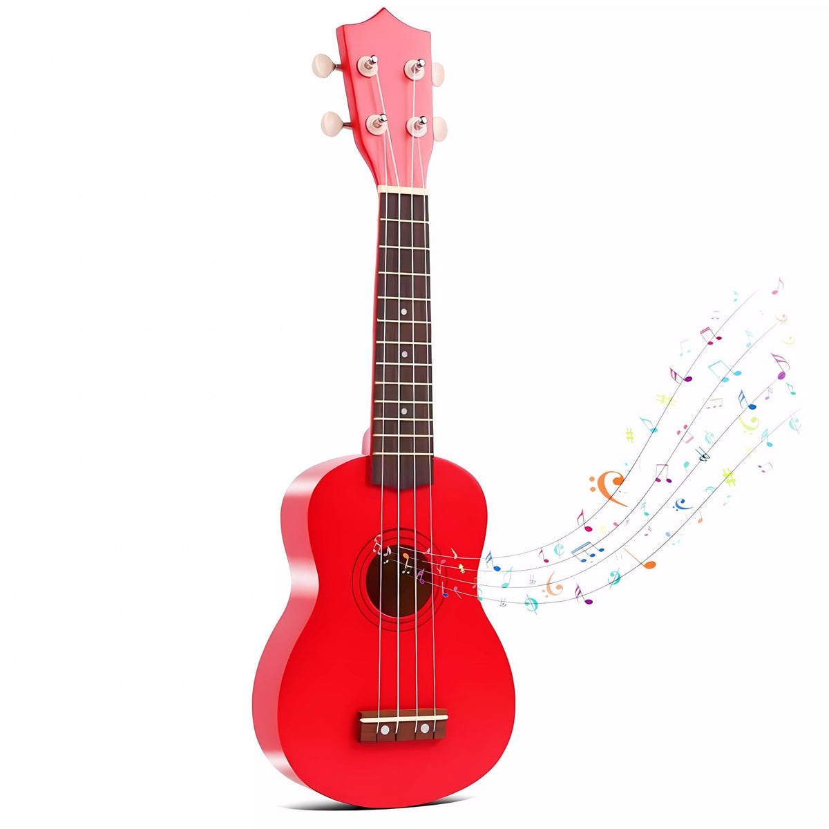 Jakeloo 21 inch wooden guitar red sturdy beginner instrument for curious kids.