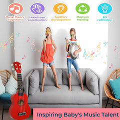 Jakeloo kids acoustic guitar back view easy grip and safe design for little hands.