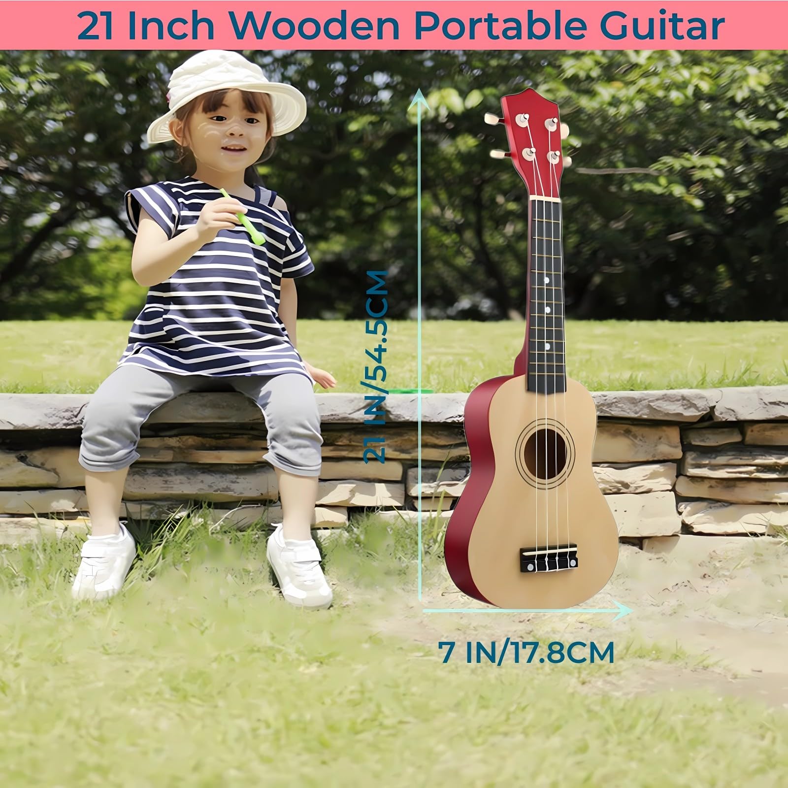 Jakeloo wooden guitar strings made of durable plastic for safe play