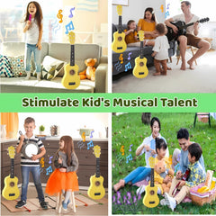 Jakeloo yellow fretboard coating view protects little fingers during playing.