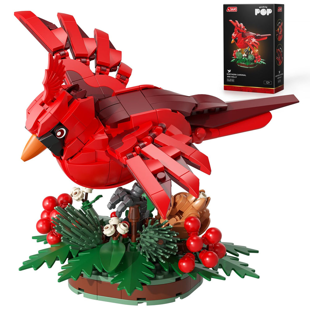 JAKI Northern Cardinal model with lifelike red plumage for desk display.