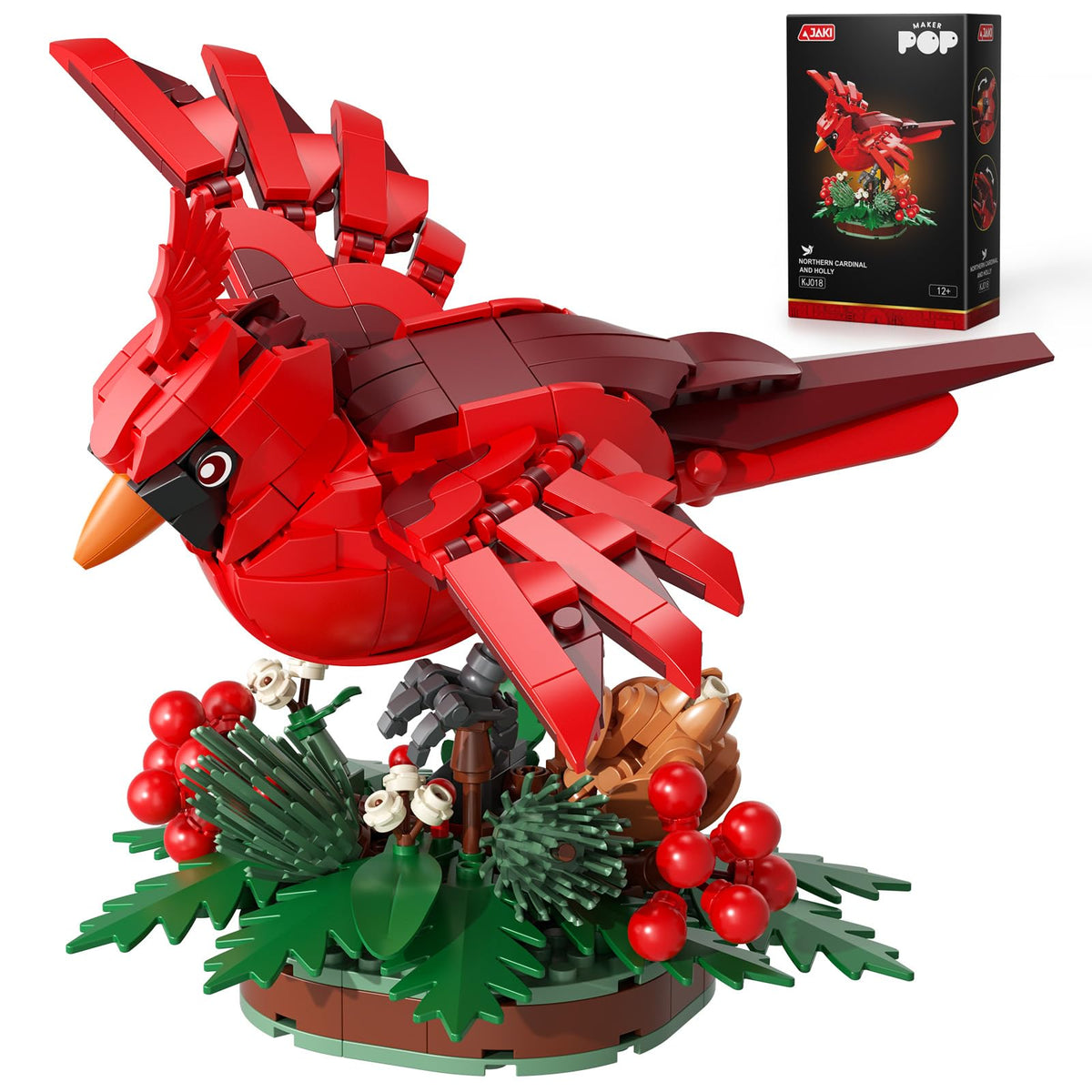 JAKI Northern Cardinal model with lifelike red plumage for desk display.