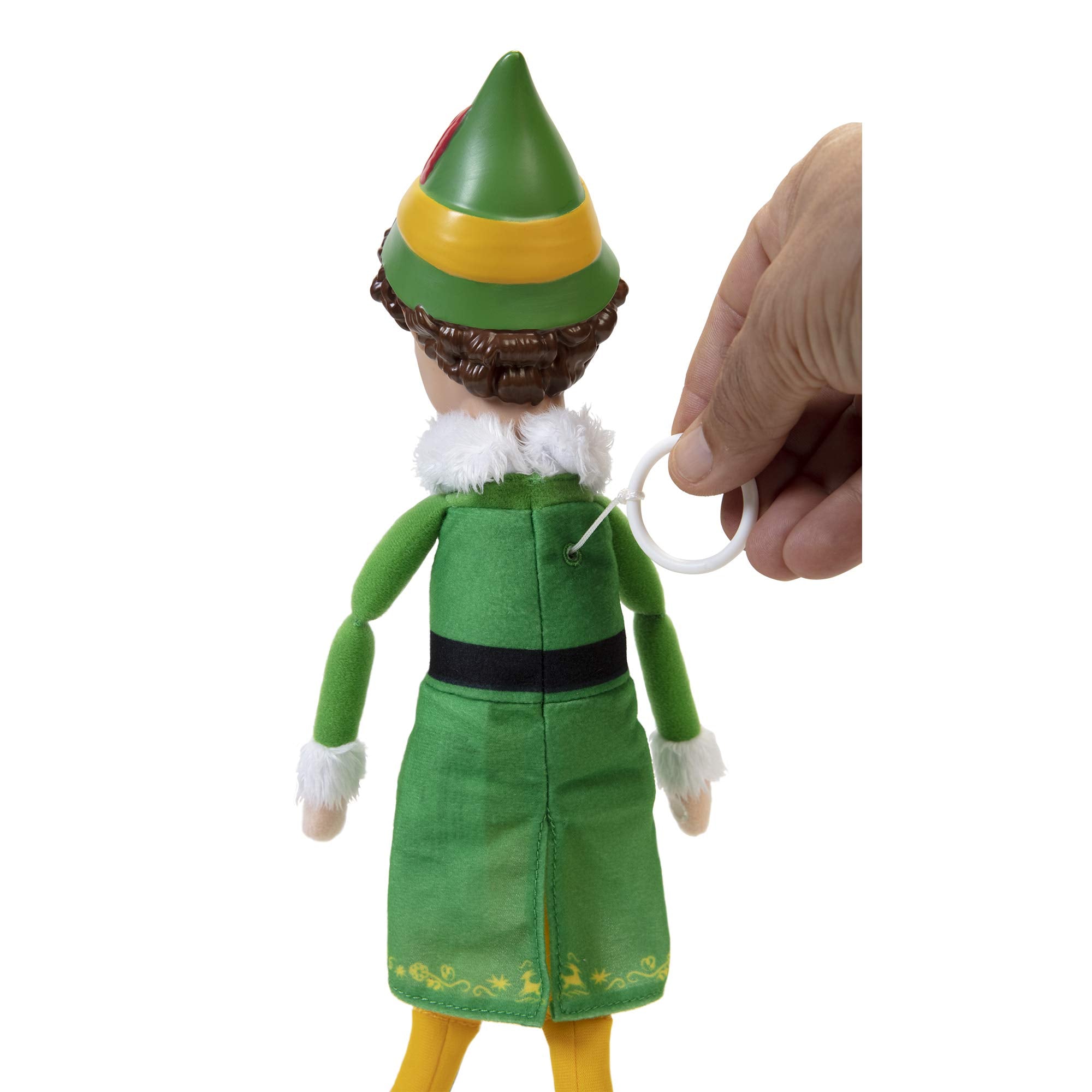Elf plush from Jakks Pacific holding hands with hook-and-loop closure for posing.