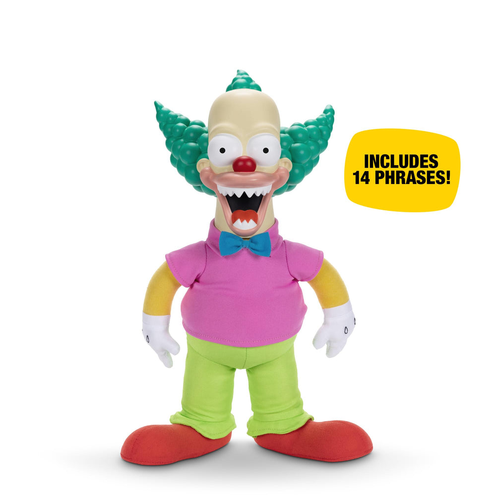 Krusty Doll includes 10+ phrases across modes for nostalgic fun.