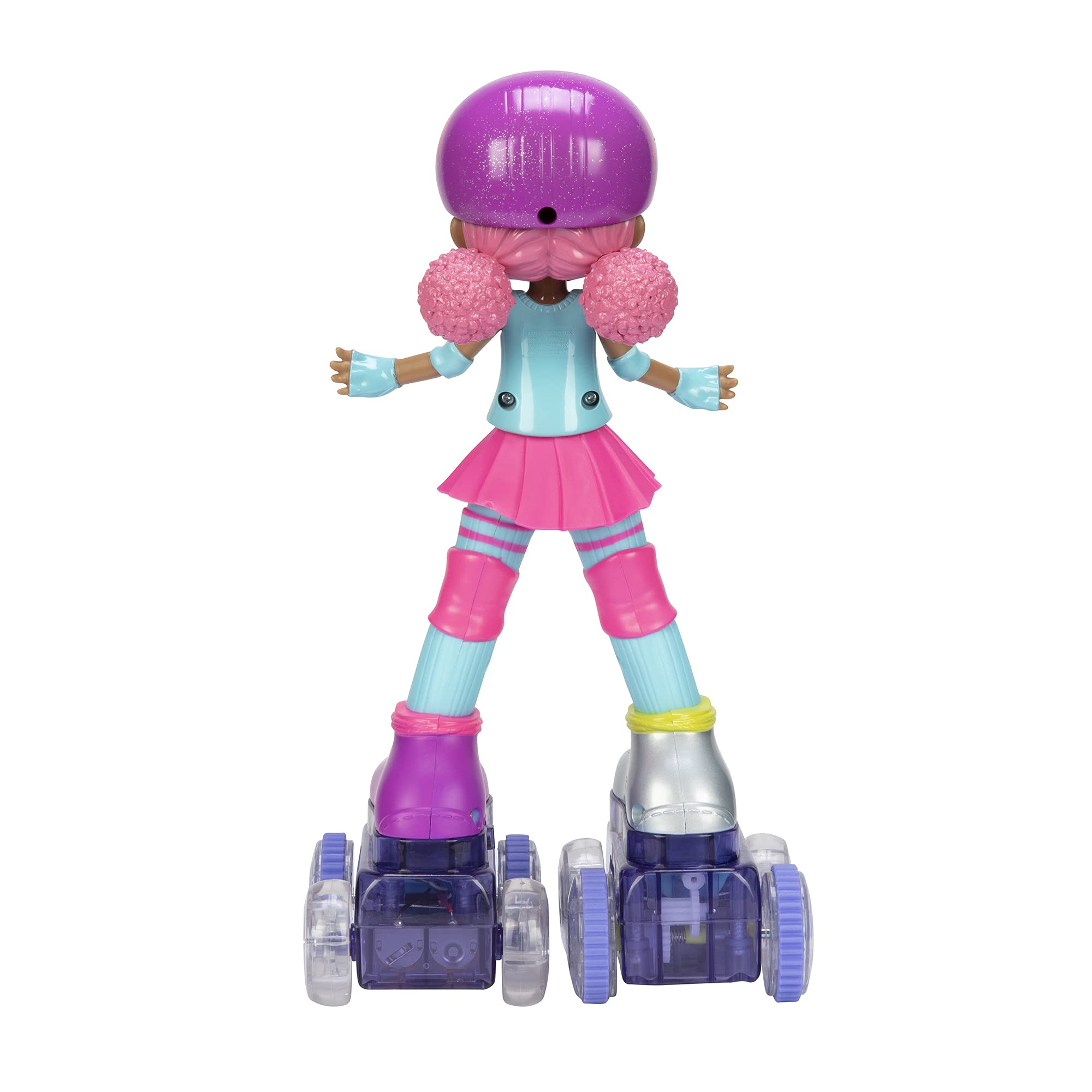 Lightning Luna splits pose with upbeat music.