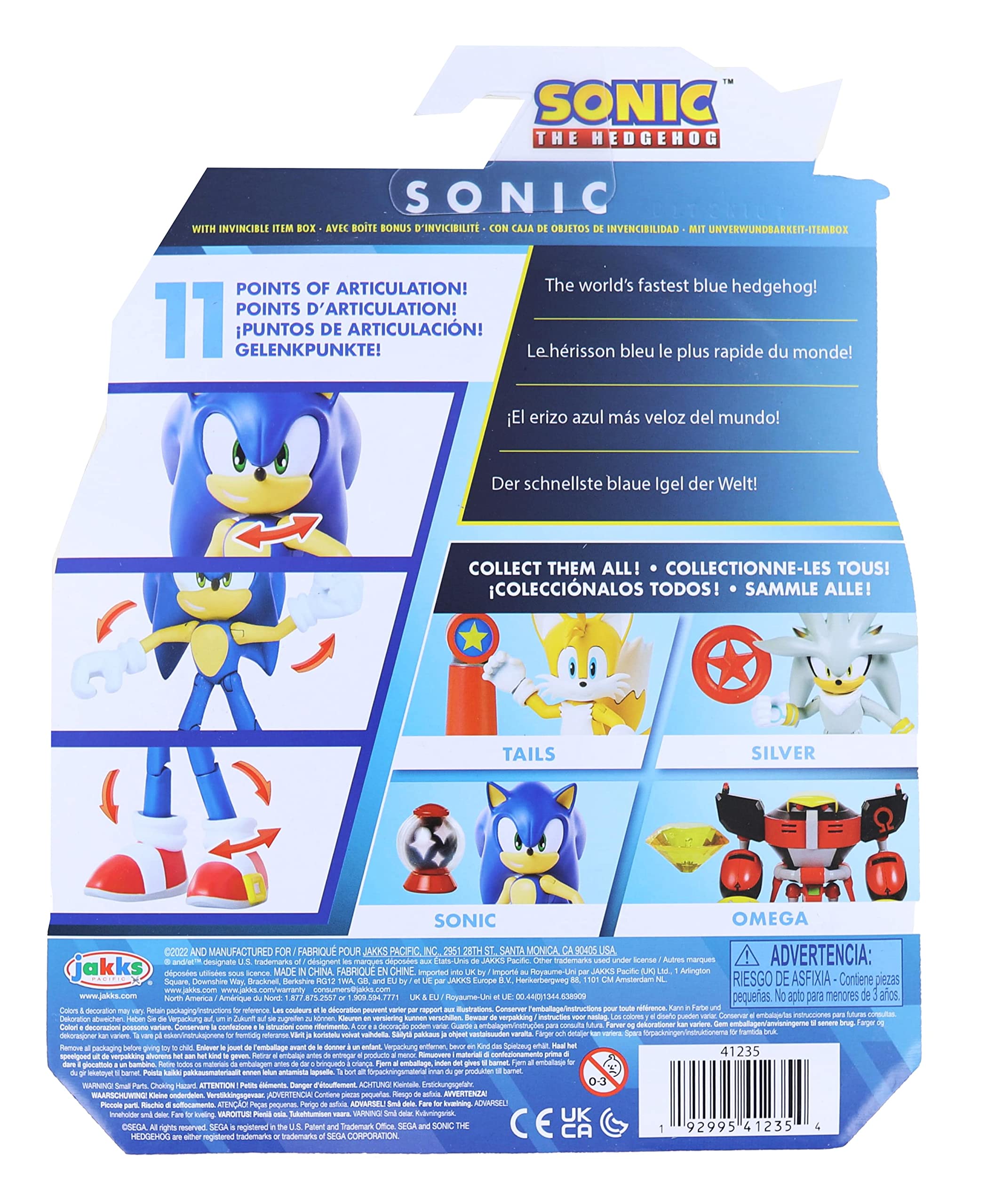 Jakks Pacific Sonic figure in Invincible Box packaging for collectors.