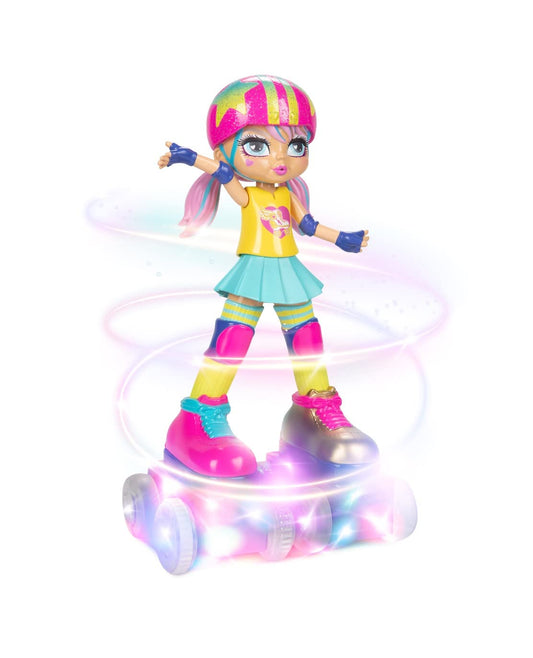 JAKKS Pacific Rock N Rollerskate Doll Rainbow Riley ready for vibrant light up play
