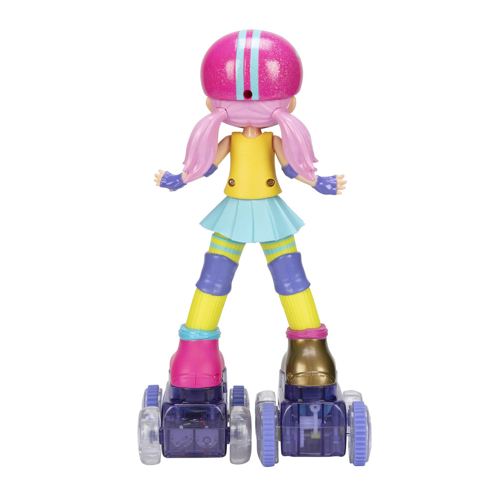 Rainbow Riley in a splits pose during energetic motion