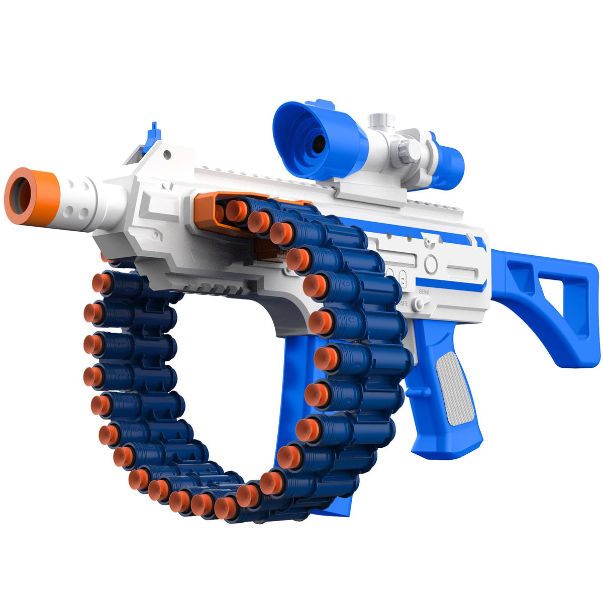 JakMean blaster with 30-dart clips powers rapid foam battles outdoors.