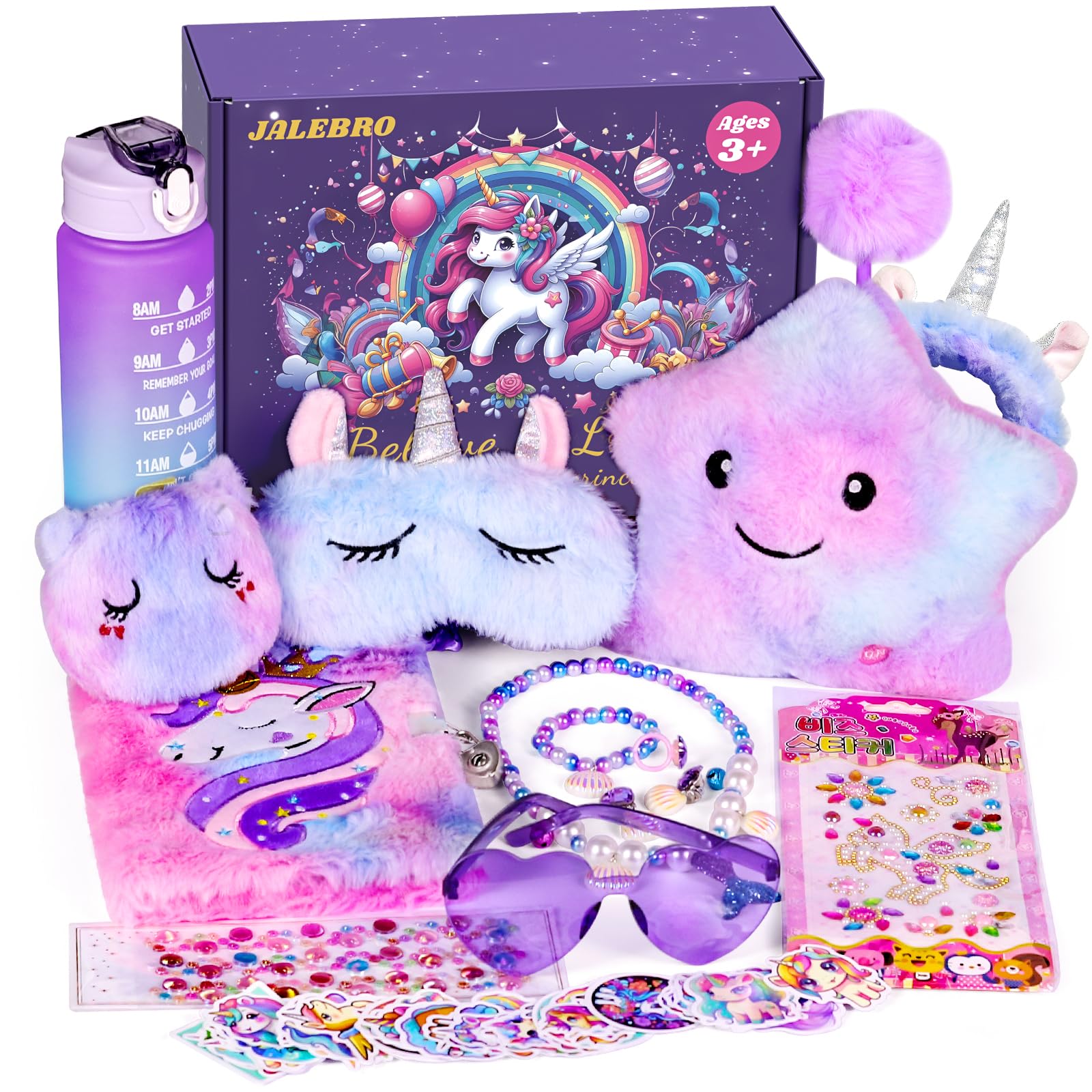 JALEBRO unicorn star pillow with LED lights, a comforting night light.