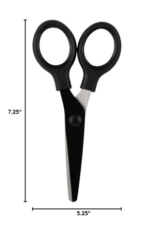 JAM Paper Mini Scissors black color close-up emphasizes sleek desk-ready look.