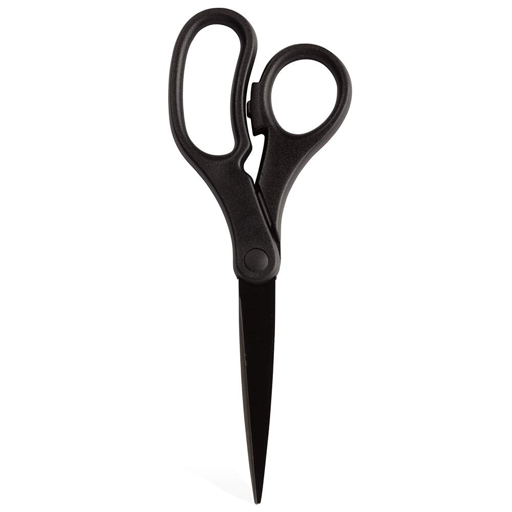JAM Paper precision scissors with ergonomic black handle for comfortable cutting.