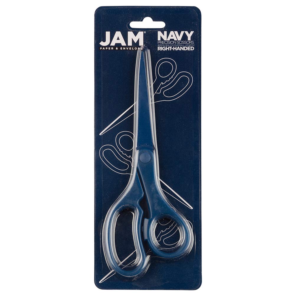 JAM Paper navy precision scissors designed for desk and office tasks