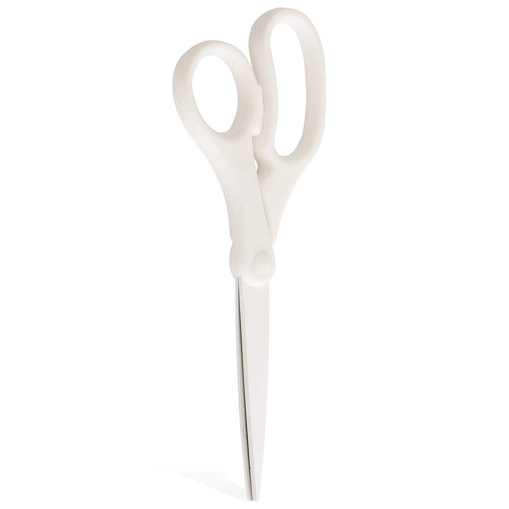 JAM Paper 8-inch scissors showing stainless steel blades for versatile cutting