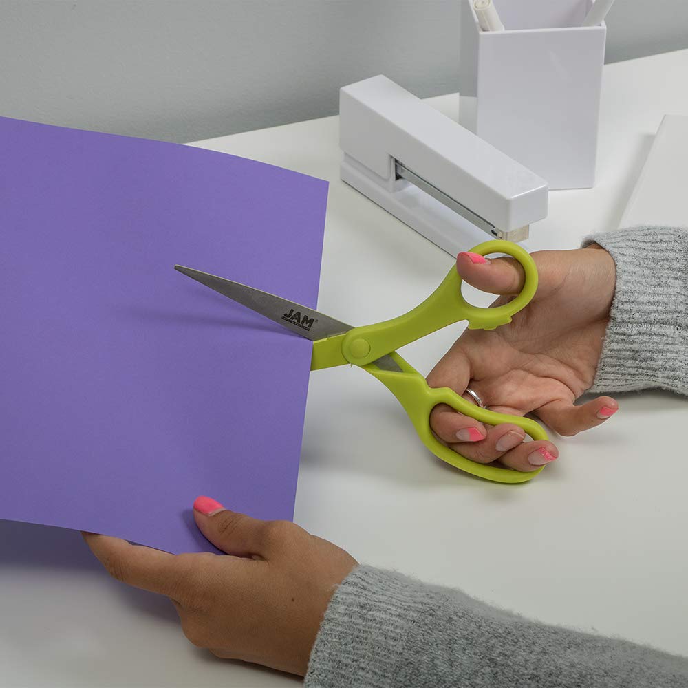 JAM Paper neon green scissors sold individually for easy replacement.