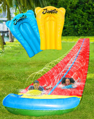 JAMBO 24ft XL slip splash slide with three lanes ready for backyard races
