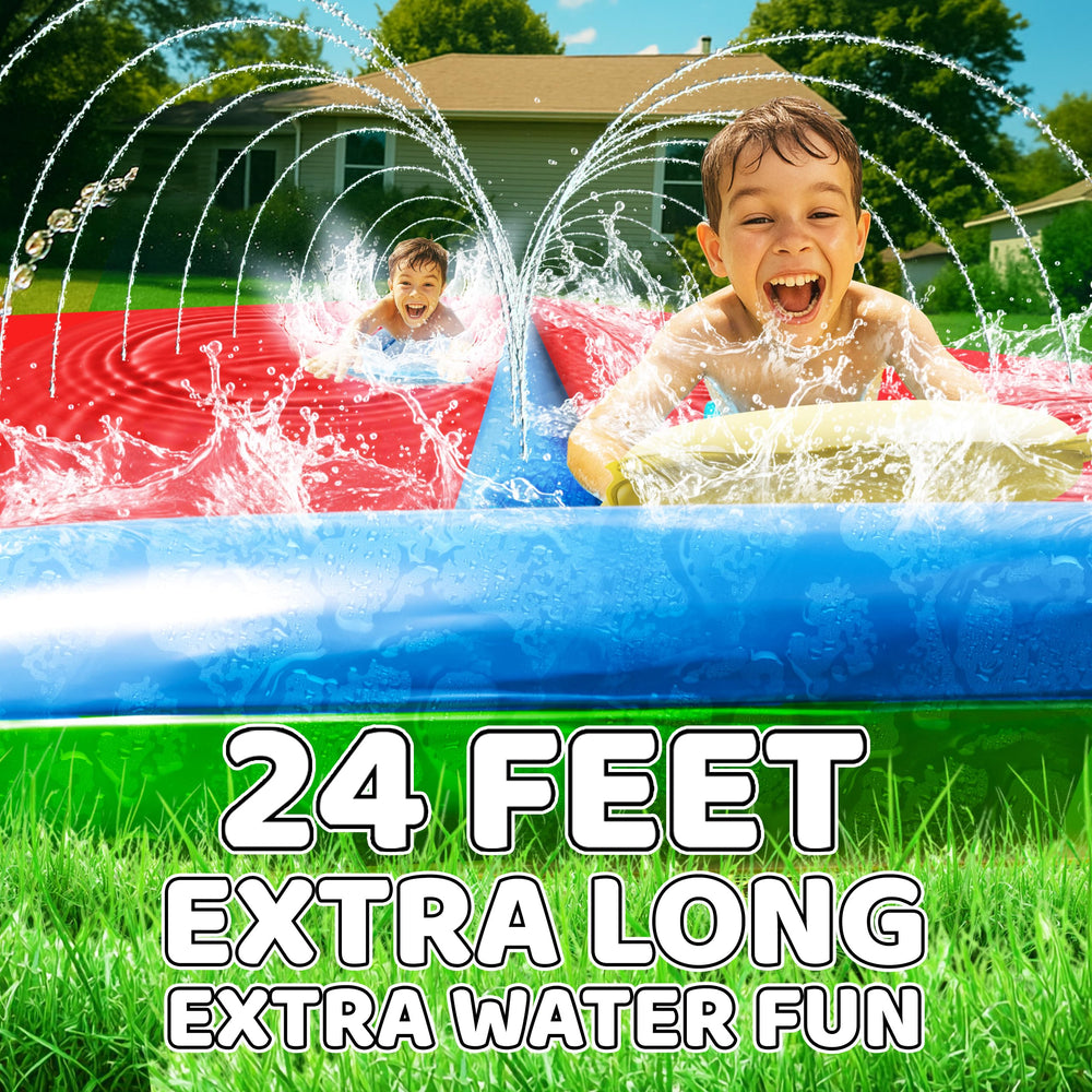 JAMBO sprinkler holes along the slide delivering even coverage