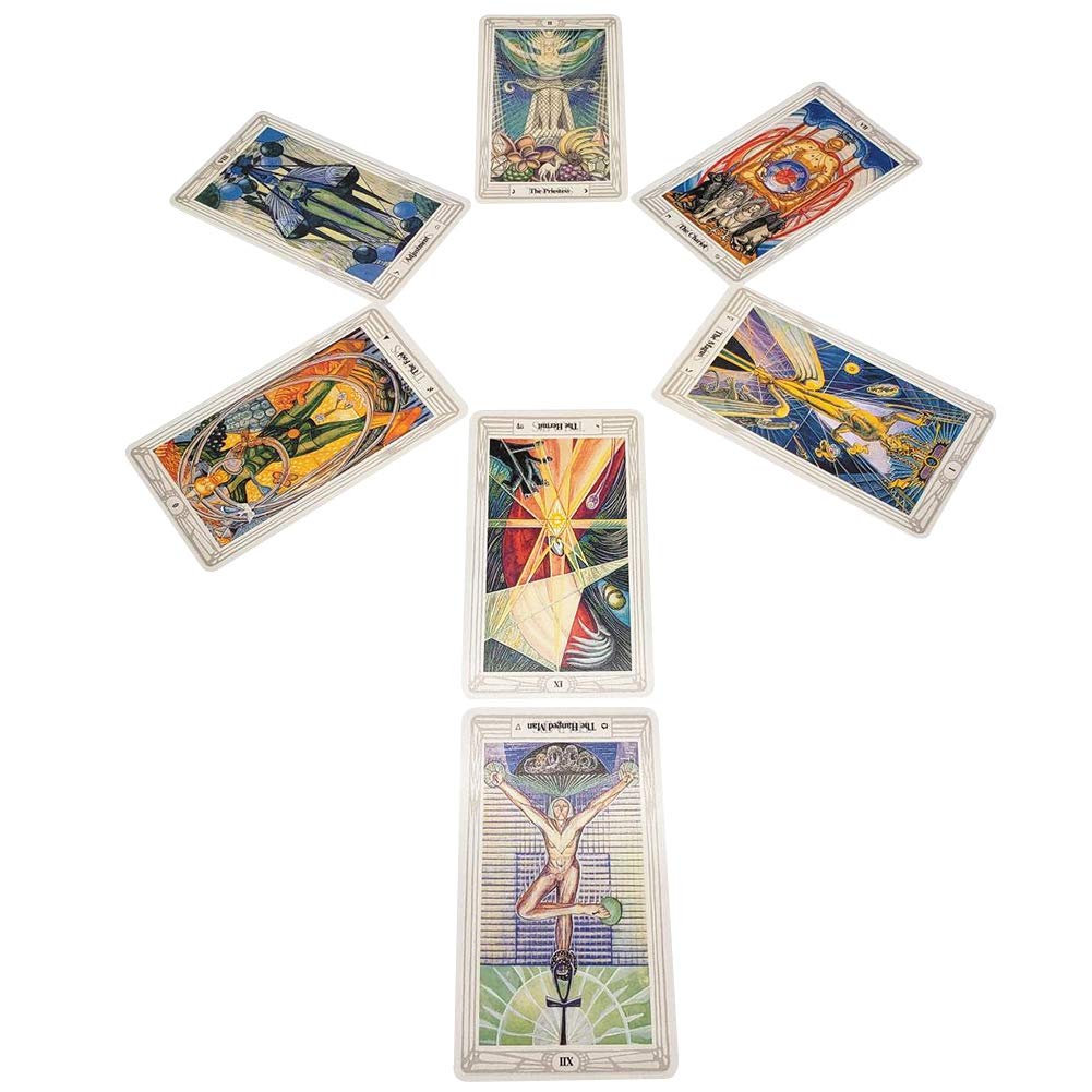 Jamron Thoth tarot deck in hand demonstrates portable, pocket-ready design.