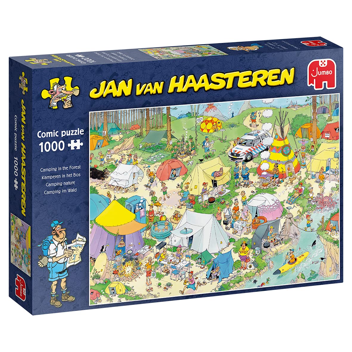 Jan van Haasteren puzzle box front showing forest scene for family game night.