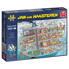 Jan van Haasteren Cruise Ship puzzle cover with lively chaos