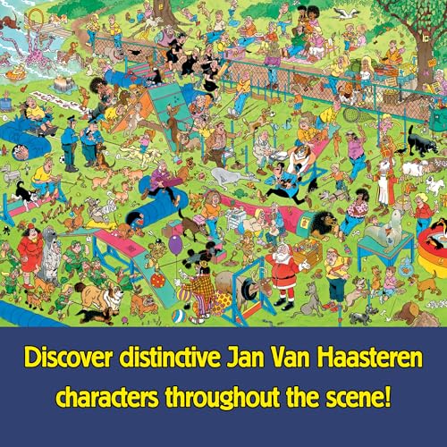 Jan van Haasteren Dog Parkour scene shows chaotic humor—ideal for puzzling sessions.