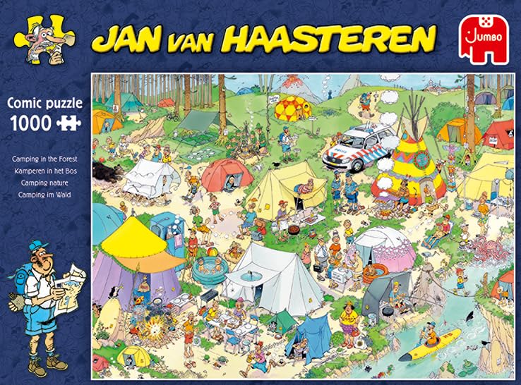 Box with Jan van Haasteren logo highlighting durable, gift-worthy puzzle packaging.