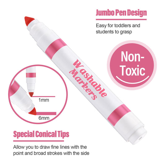Janjaugh pink markers conical tip enables broad fills and fine lines.