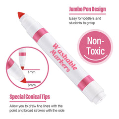 Janjaugh pink markers conical tip enables broad fills and fine lines.