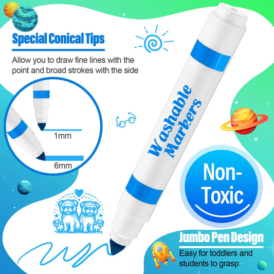 Janlaugh conical-tip markers for coloring large areas and fine lines.