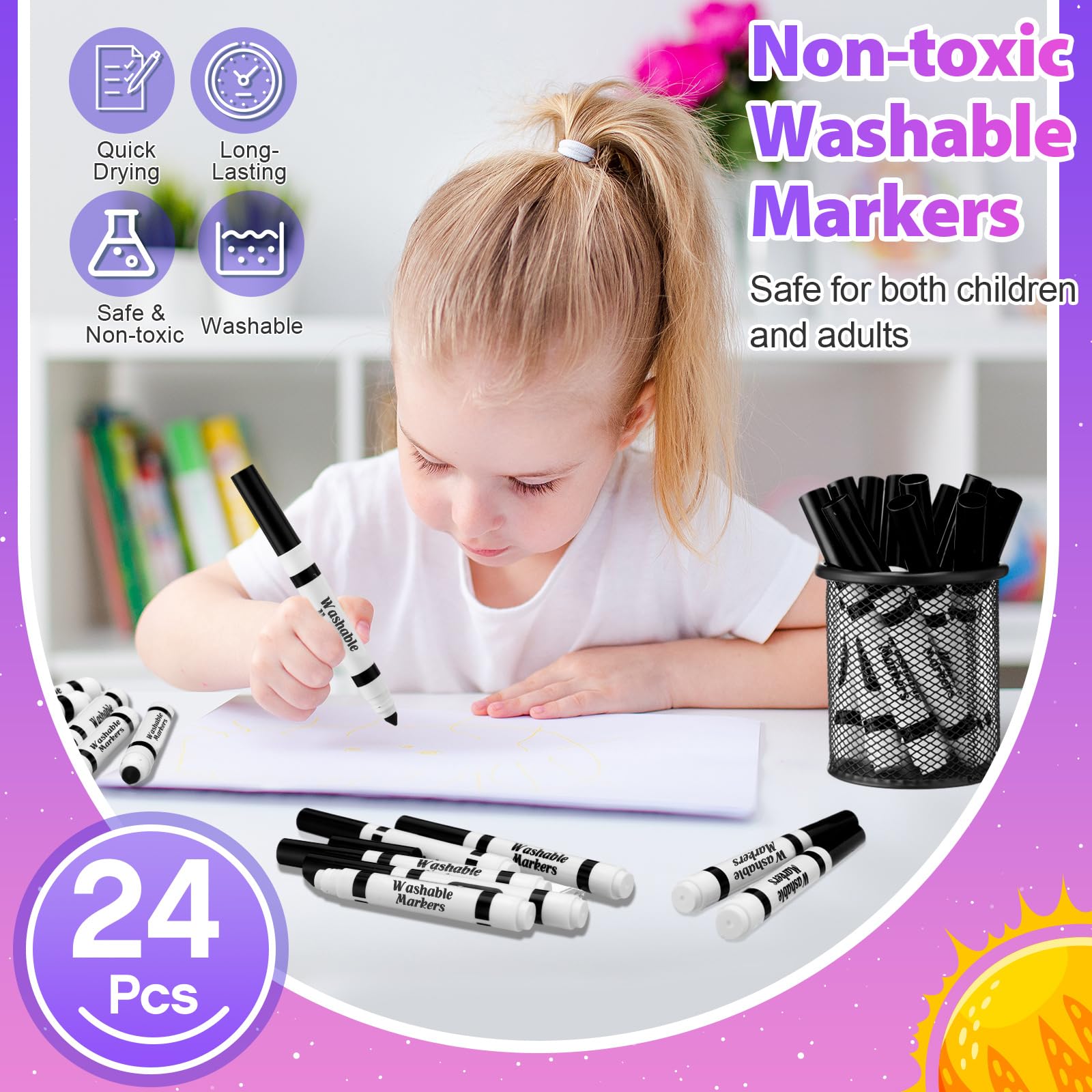 Janlaugh classroom art markers, ideal for school projects and activities.
