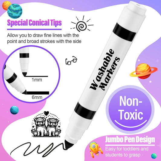 Janlaugh conical-tip broad-line markers showing versatile tip design.