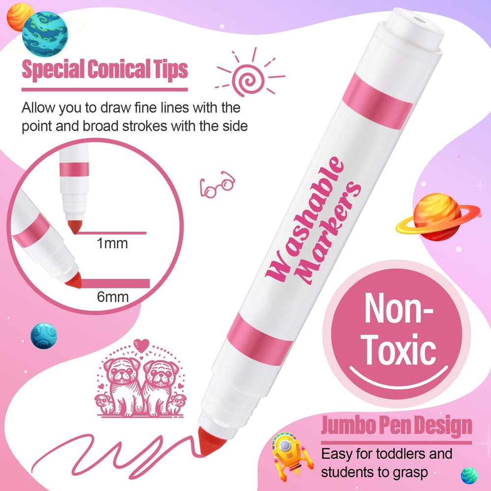 Janlaugh light pink markers with conical tip ideal for broad fills and fine lines.