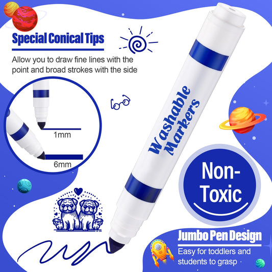 Janlaugh broad line markers with conical tip for versatile coloring and detailing