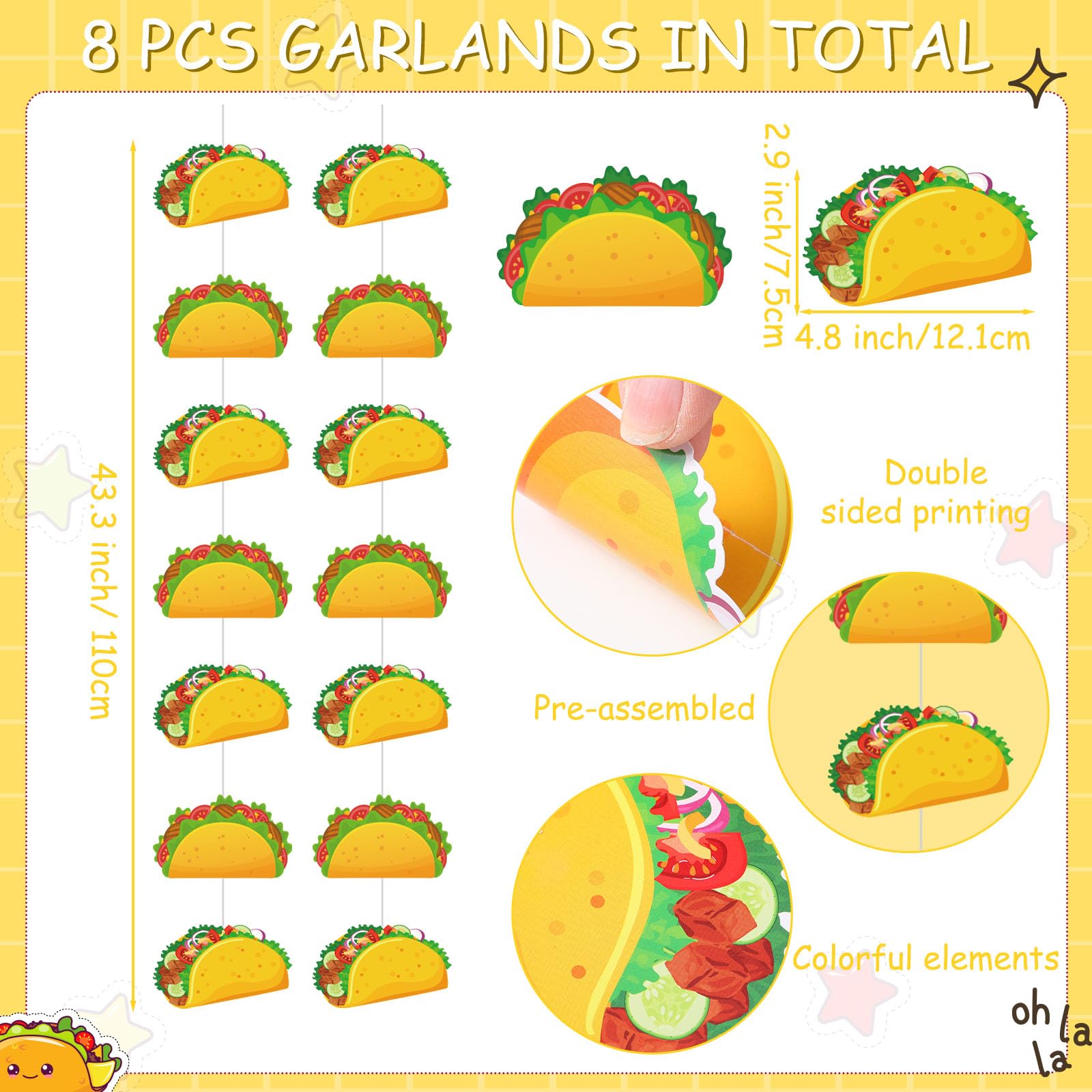 Janlaugh multicolor taco cutouts for vivid party decor