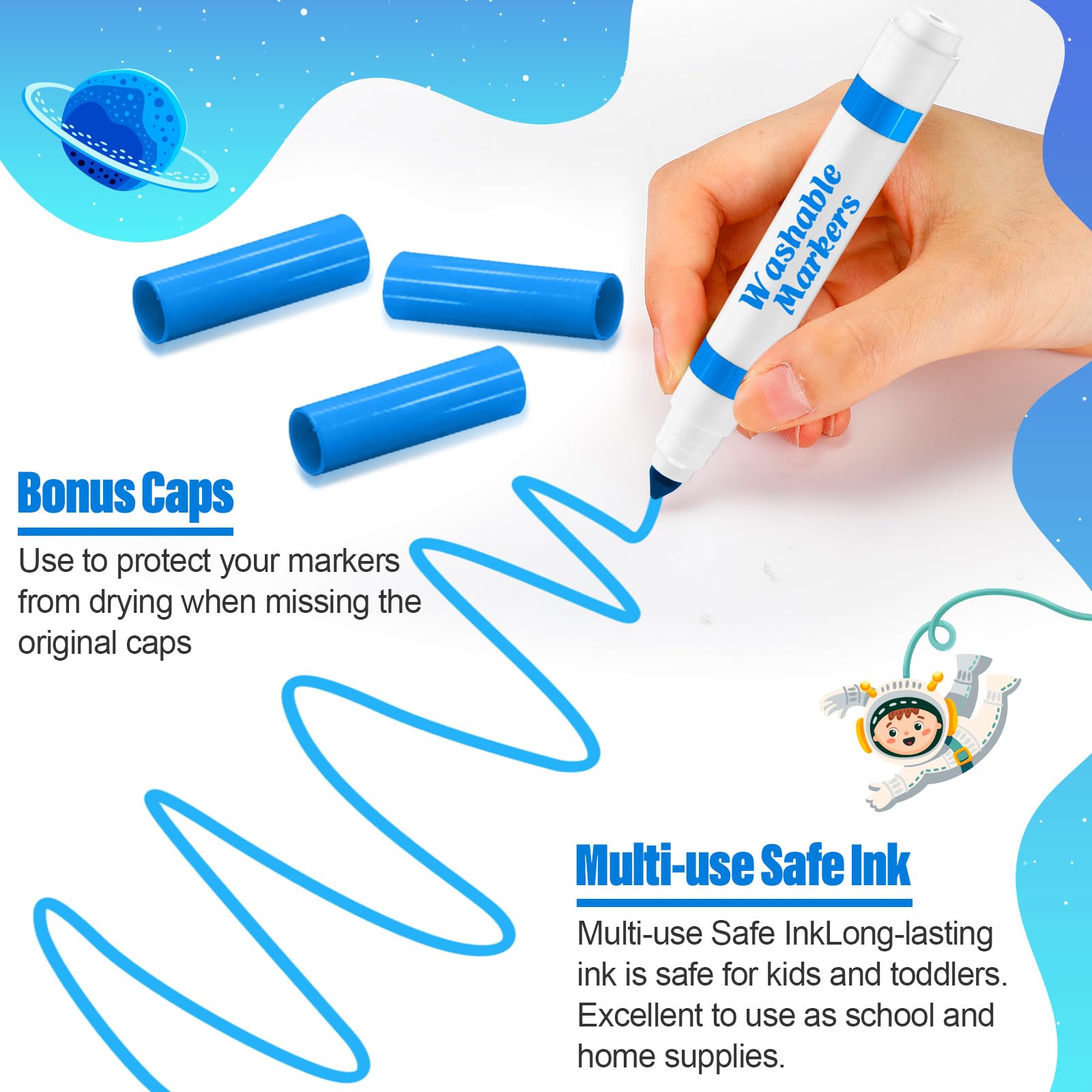 Janlaugh sky blue markers non-toxic and safe for kids.