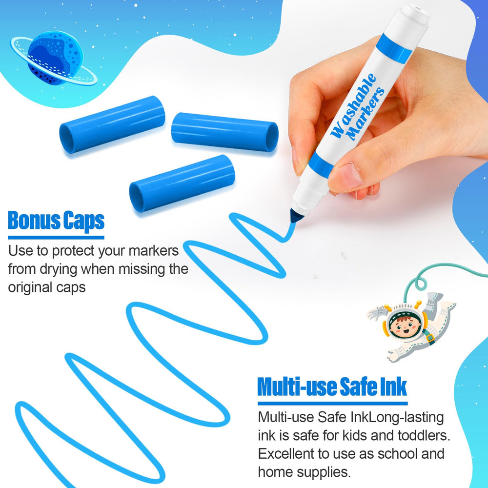 Janlaugh sky blue markers non-toxic and safe for kids.