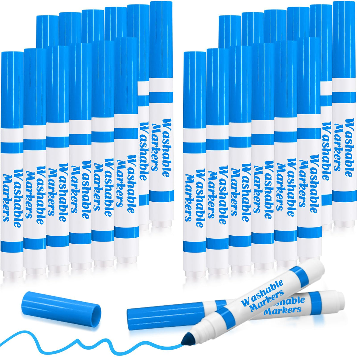 Janlaugh sky blue washable markers bulk for classroom projects and crafts.