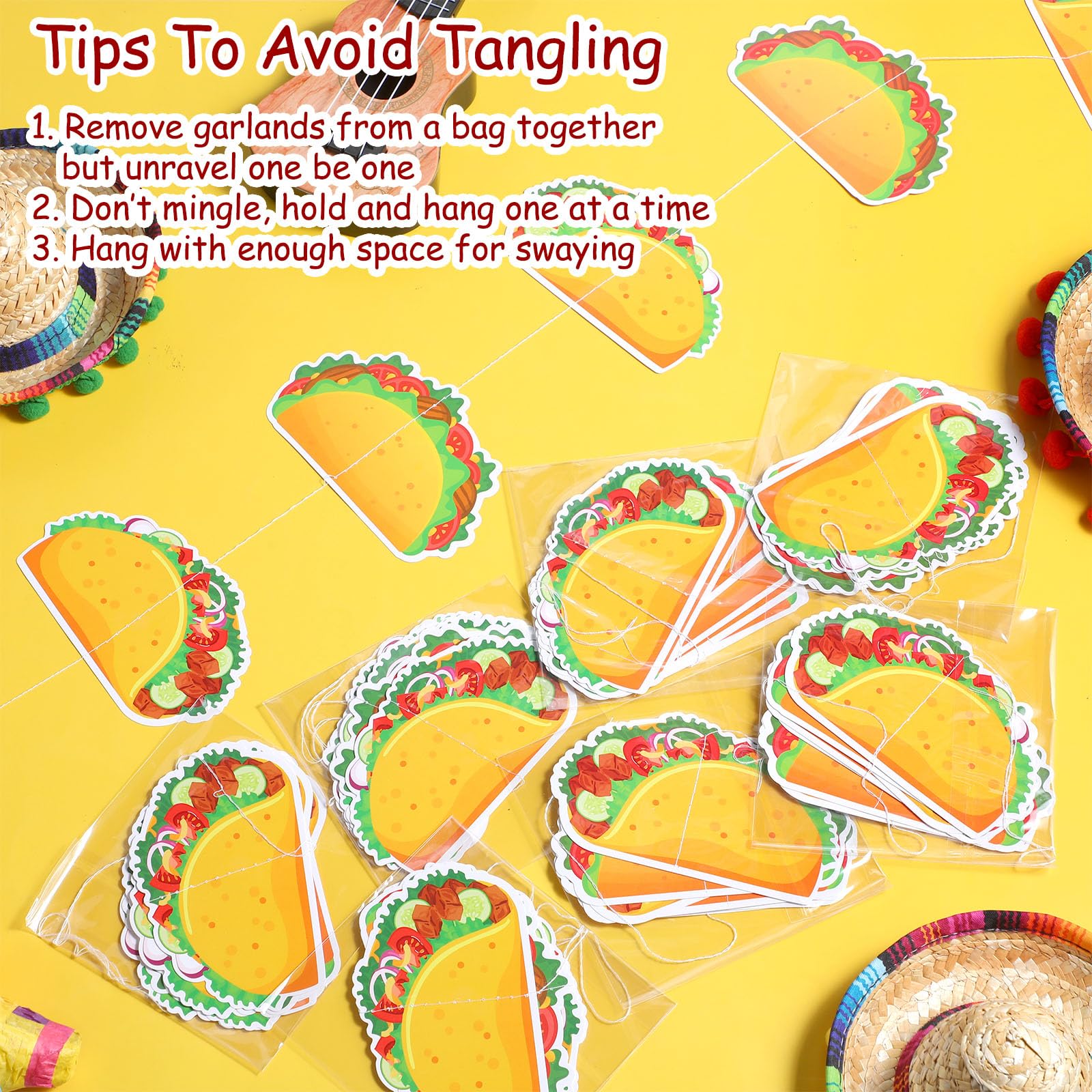 Janlaugh taco banner hanging display showing easy setup