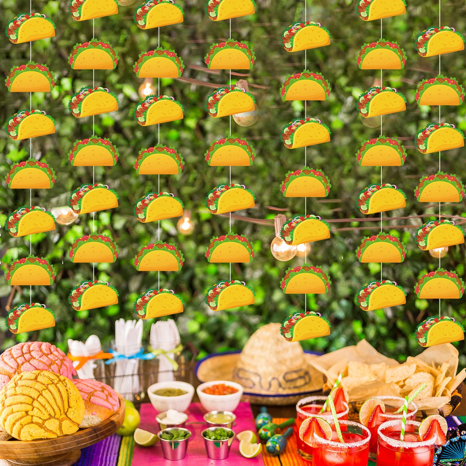 Janlaugh taco theme decor detail with lifelike taco designs