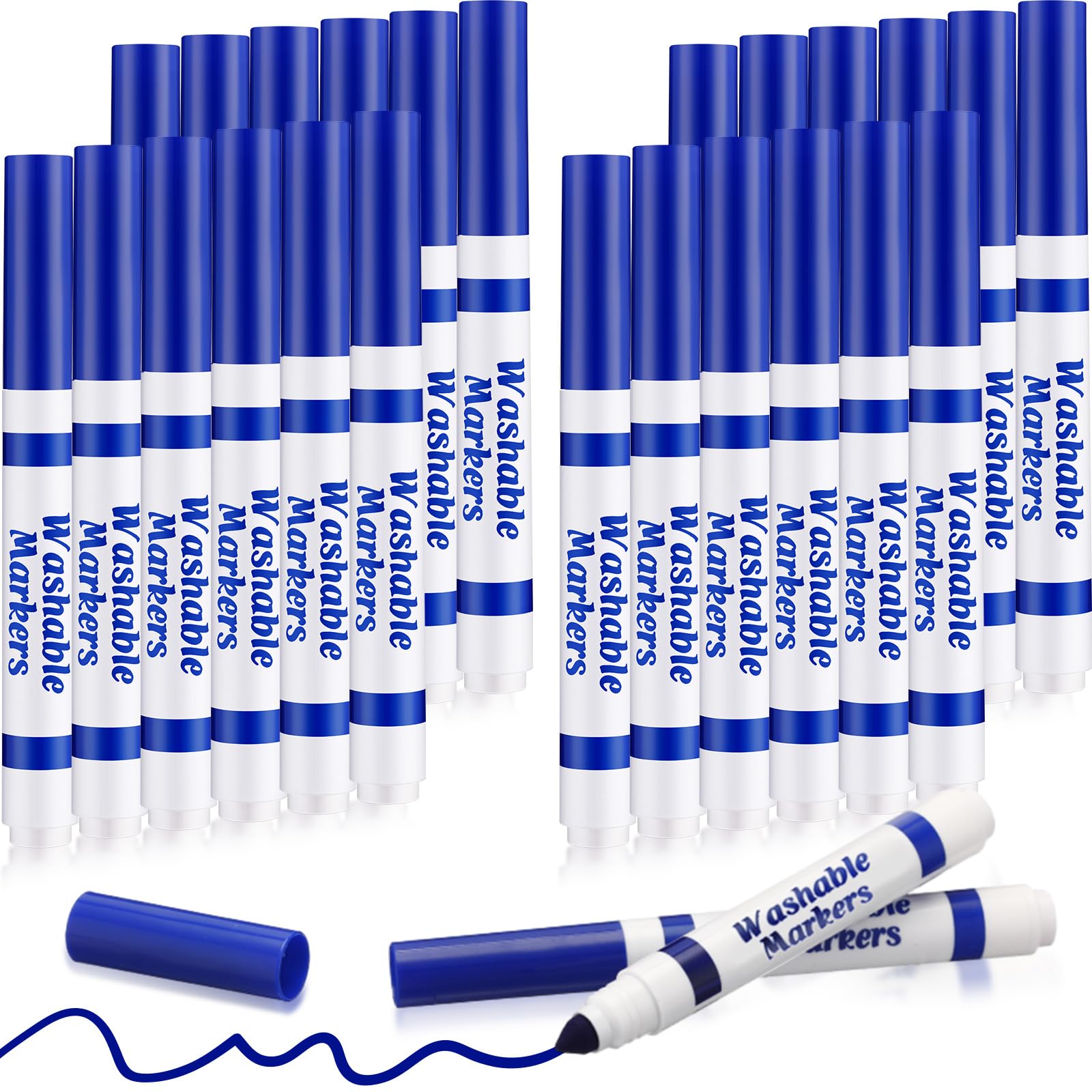 Janlaugh 24 blue washable markers bulk for classroom coloring and crafts