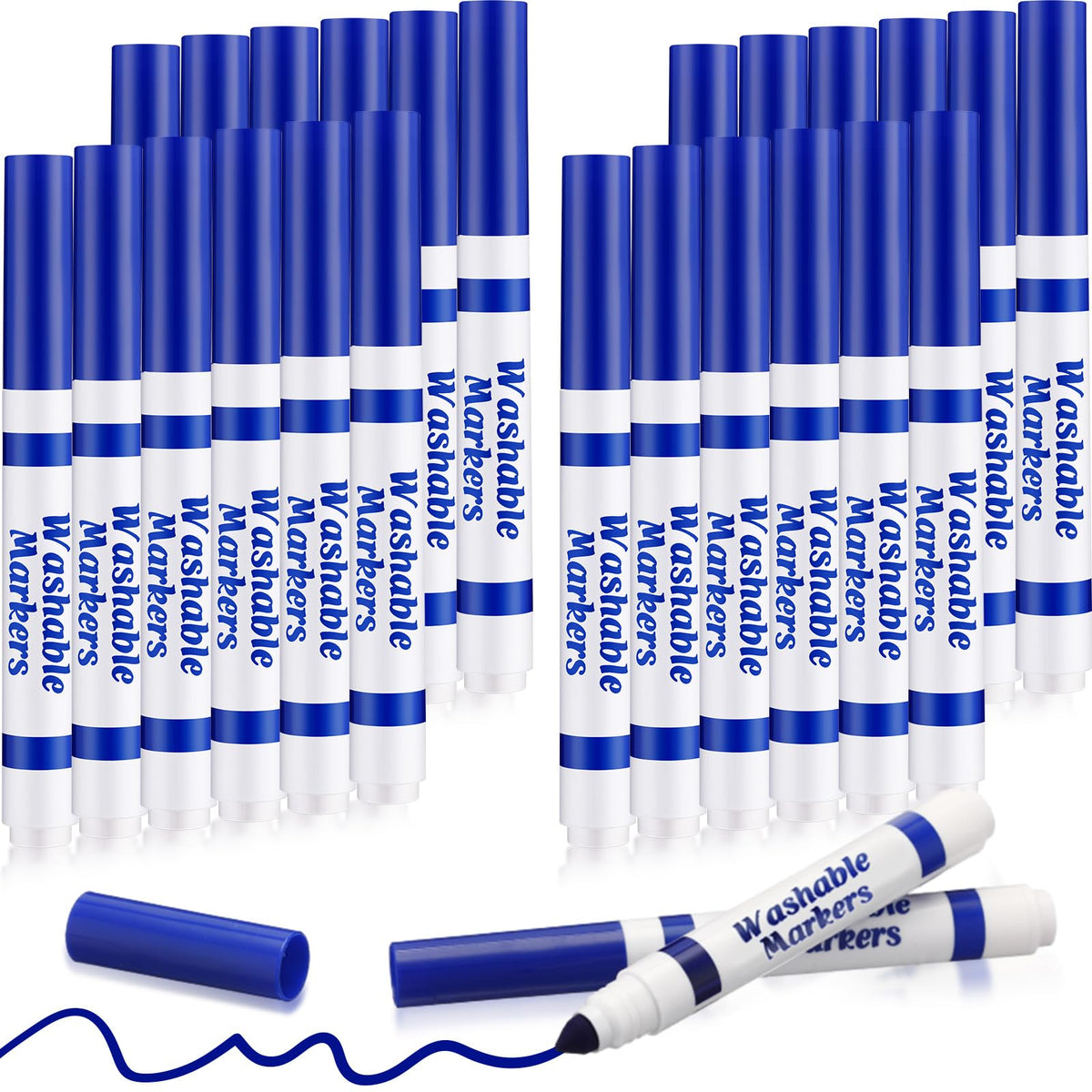 Janlaugh 24 blue washable markers bulk for classroom coloring and crafts