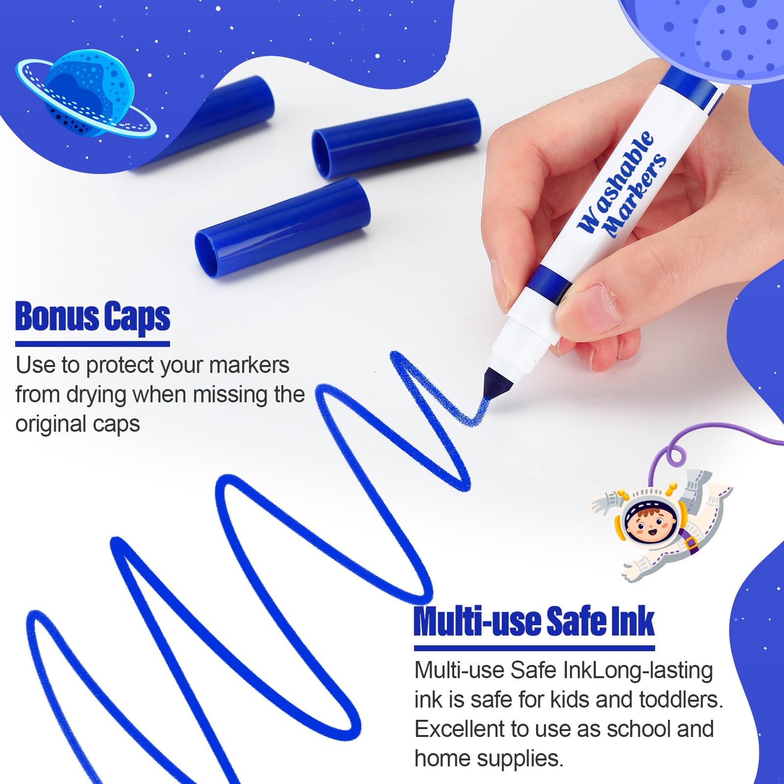 Janlaugh washable markers are odorless and non-toxic, safe for kids during crafts
