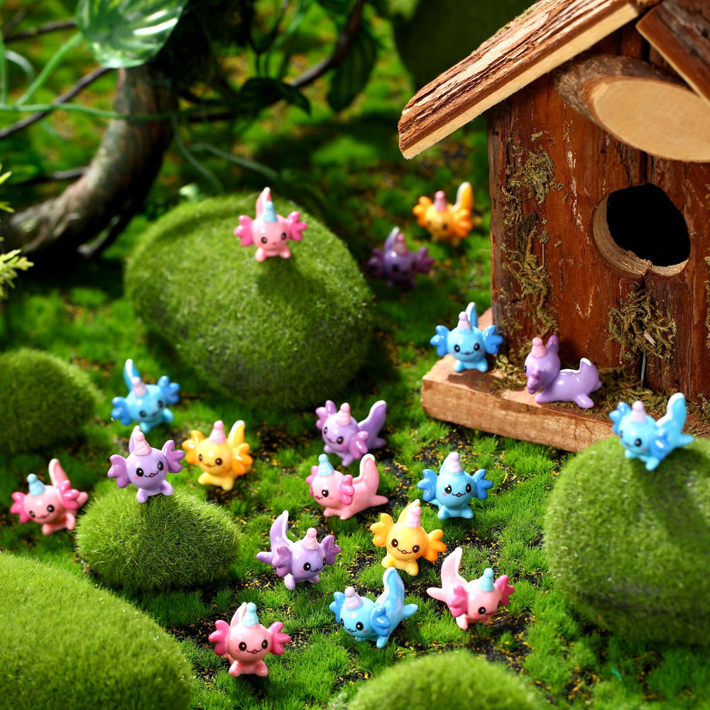 Janmercy blue birthday axolotl figure ideal for dollhouse scenes.