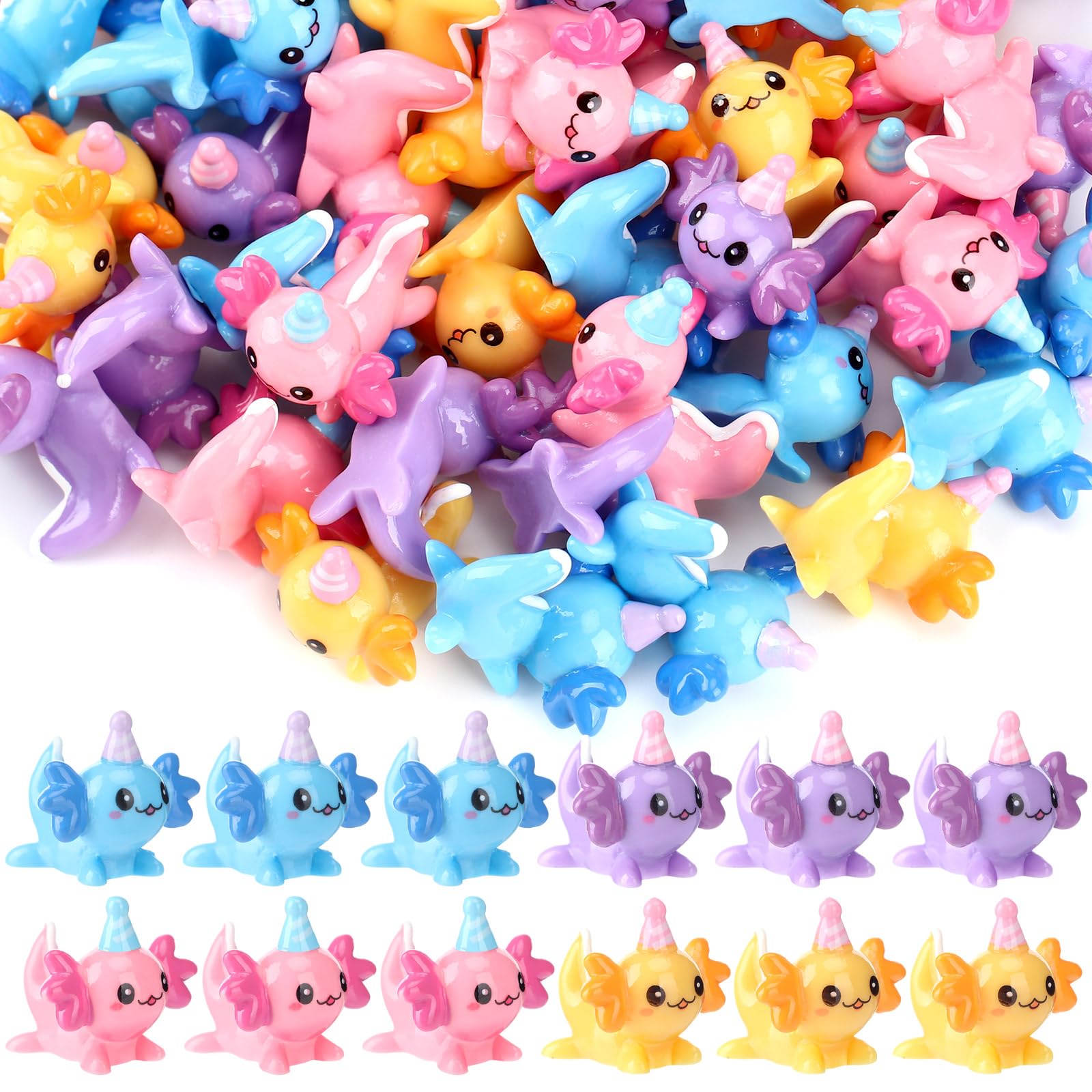 Janmercy pink birthday axolotl figure for cute mini decor.