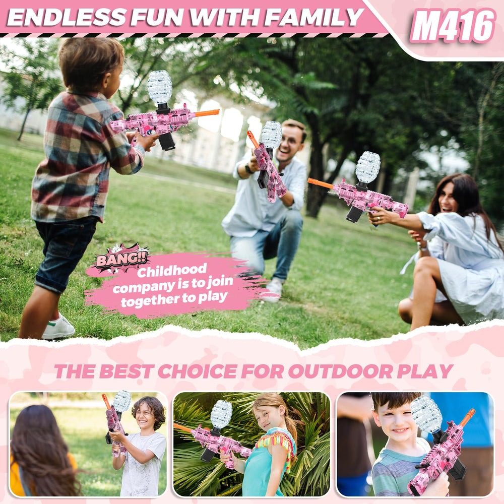 Friends enjoying outdoor play with the JANNIRESS gel ball blaster