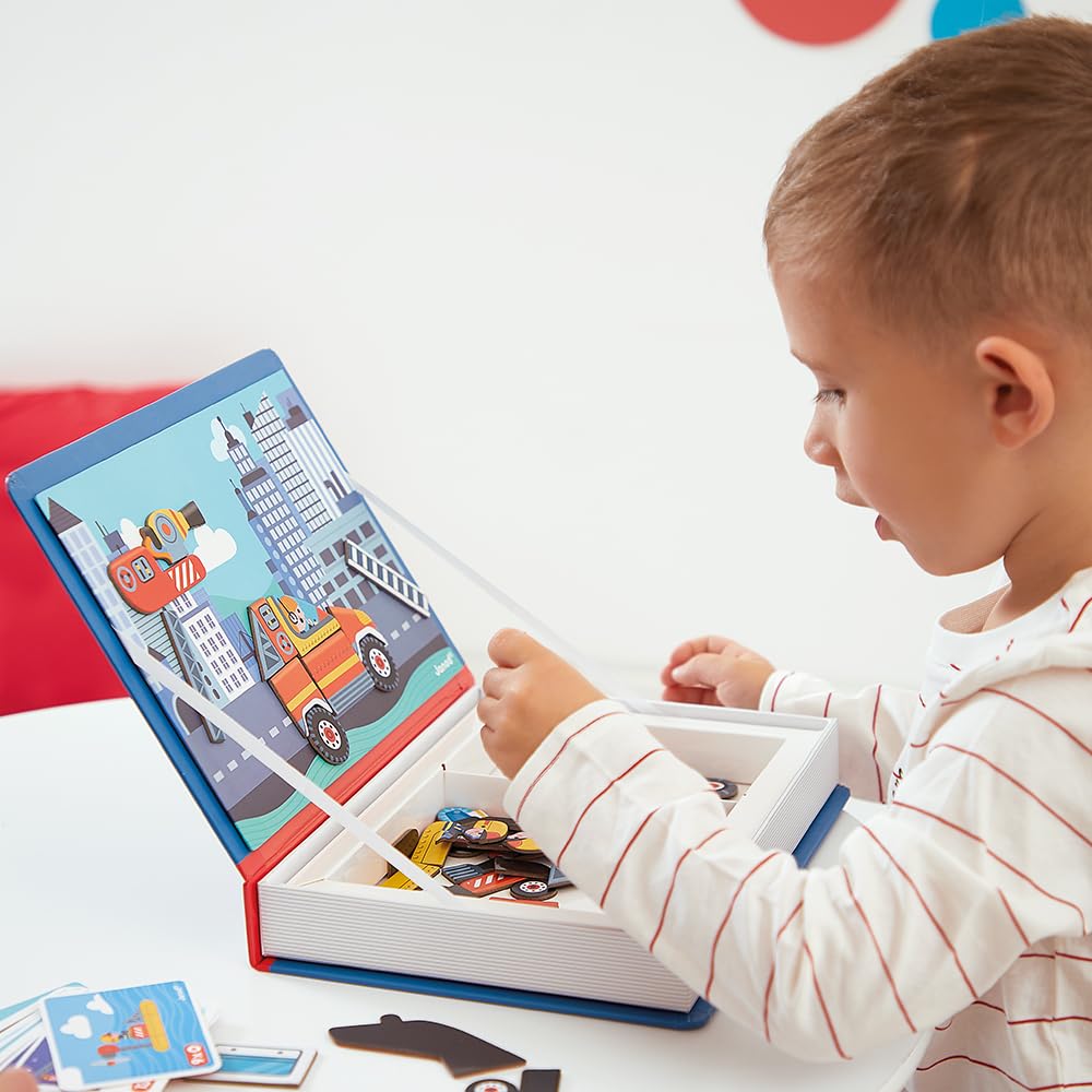 Janod Magnéti'Book Firefighters dress-up figures for storytelling adventures.