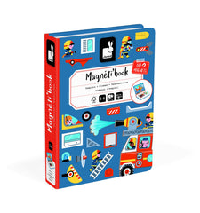 Janod Magnéti'Book Firefighters magnets and tiles enable open-ended scenes.