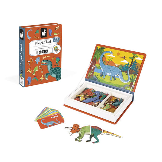Janod Magnetibook model cards guide dinosaur assembly for imaginative learning