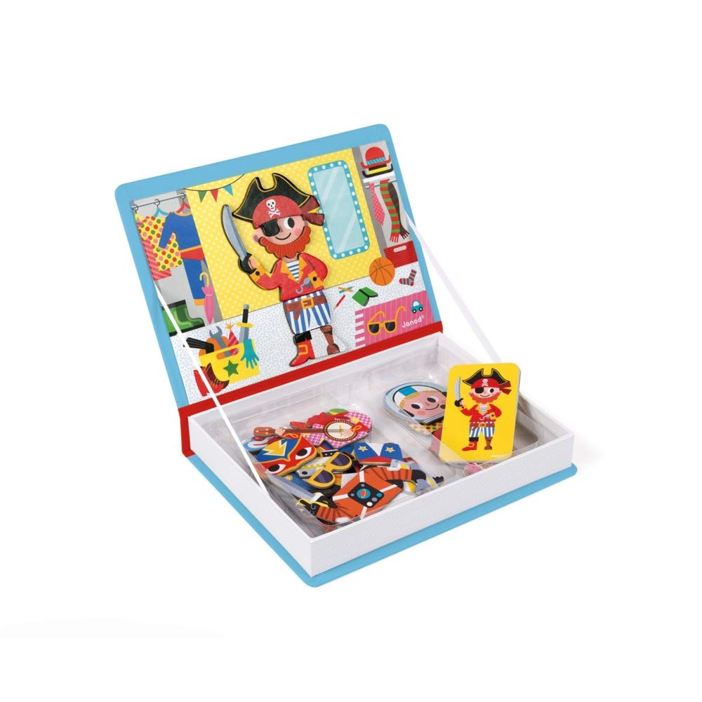 Janod MagnetiBook travel case keeps all pieces organized for trips.